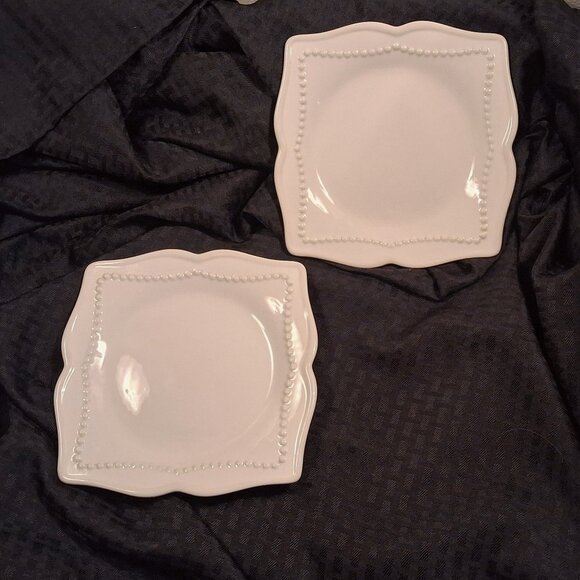 Princess House Pavillion Salad Plates White 8" Set of 2 VGUC - Picture 1 of 8